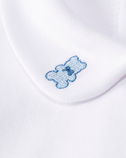 3 Piece Baby Boys 100% Pima Cotton Footie Set with Peter Pan Collar and Teddy Bear Embroidery