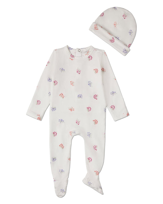 2 Piece Baby Girls "Little Arrangements" Floral Print Cotton Rich Footie Set