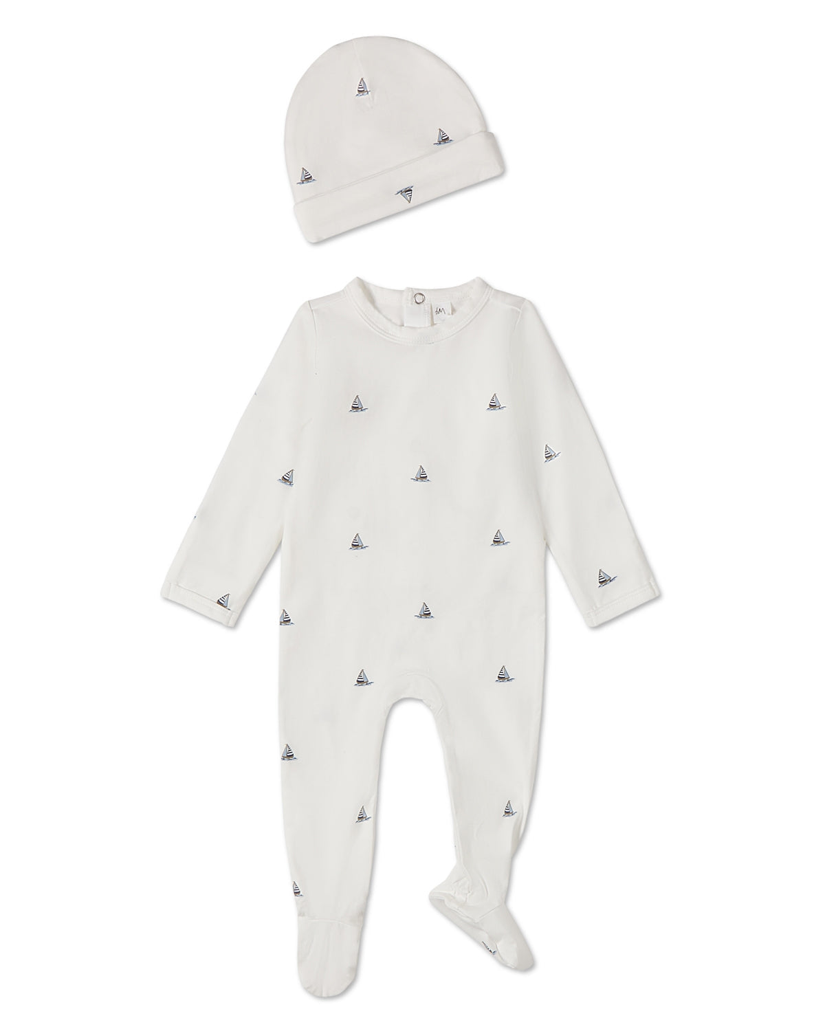 2 Piece Baby Boys "Little Sailboats" Cotton Rich Footie Set