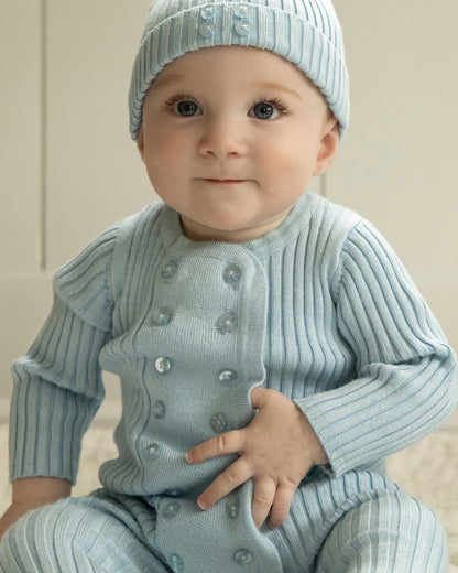 2 Piece Baby Double-Breasted Sweater Rib Footie Set