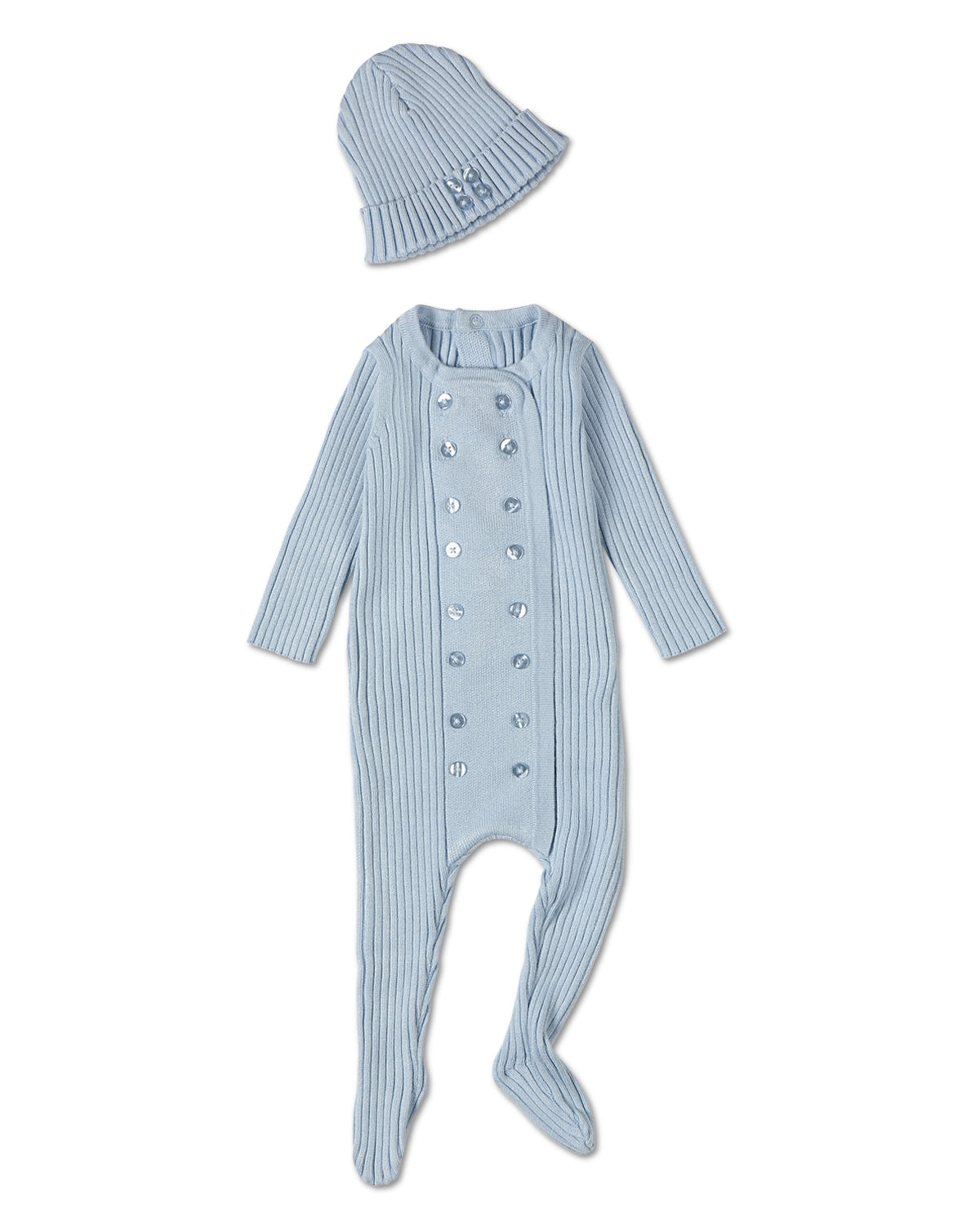 2 Piece Baby Double-Breasted Sweater Rib Footie Set