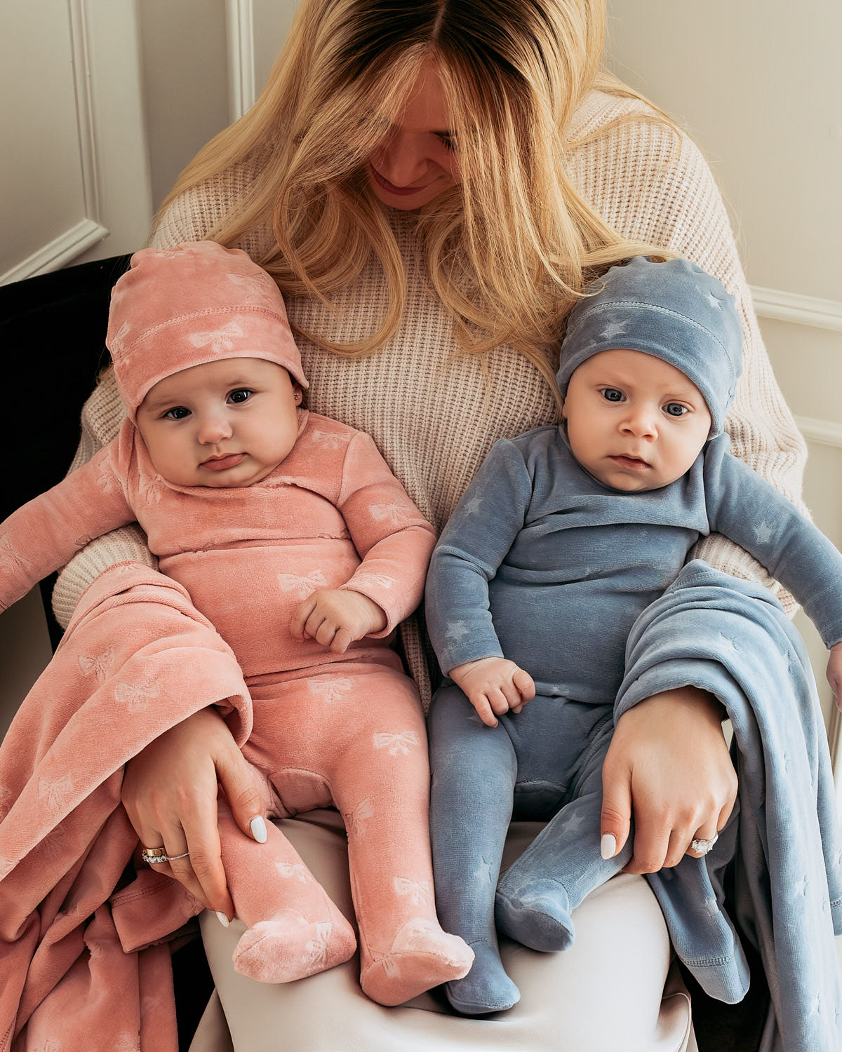 3 Piece Baby Boys "Velvet Star" Cotton Rich Velour Footie Set