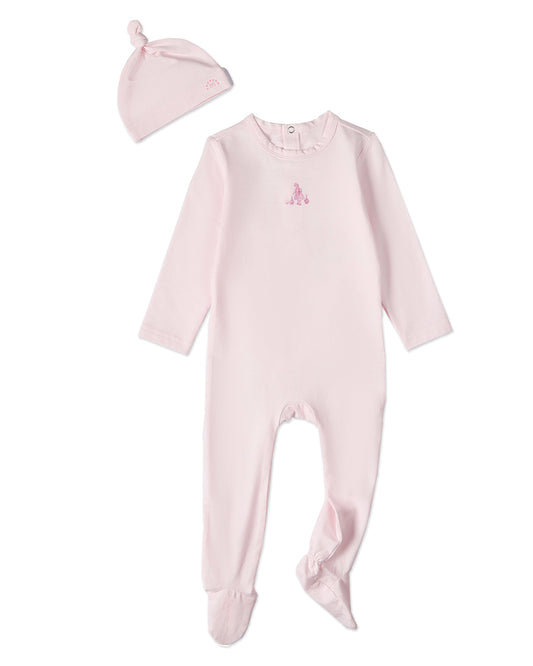 2 Piece Baby Girls "Girl And Her Waddling Ducks" Cotton Rich Footie Set