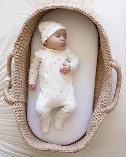 2 Piece Baby Girls "Lily Of The Valley" Cotton Rich Velour Footie Set