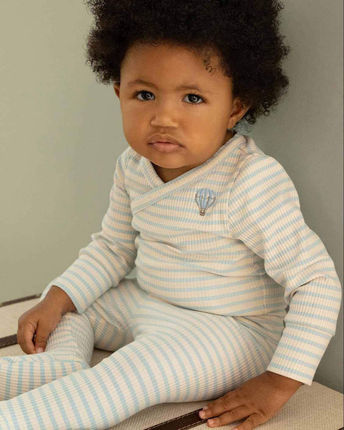 2 Piece Baby and Toddler "Hot Air Balloon" Striped Modal Blend Body Suit Set
