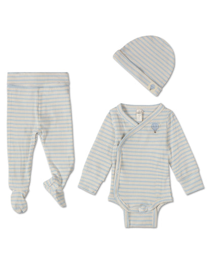 3 Piece Infant Striped "Hot Air Balloon" Modal Blend Bodysuit Set