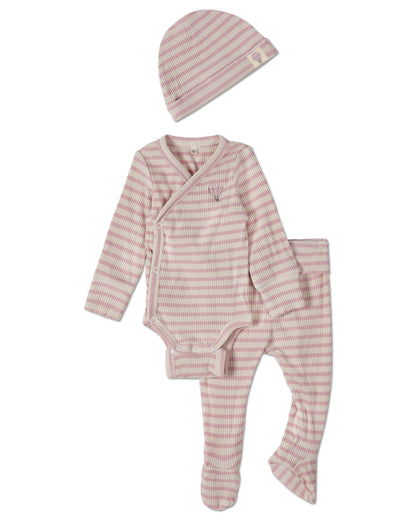 3 Piece Infant Striped "Hot Air Balloon" Modal Blend Bodysuit Set