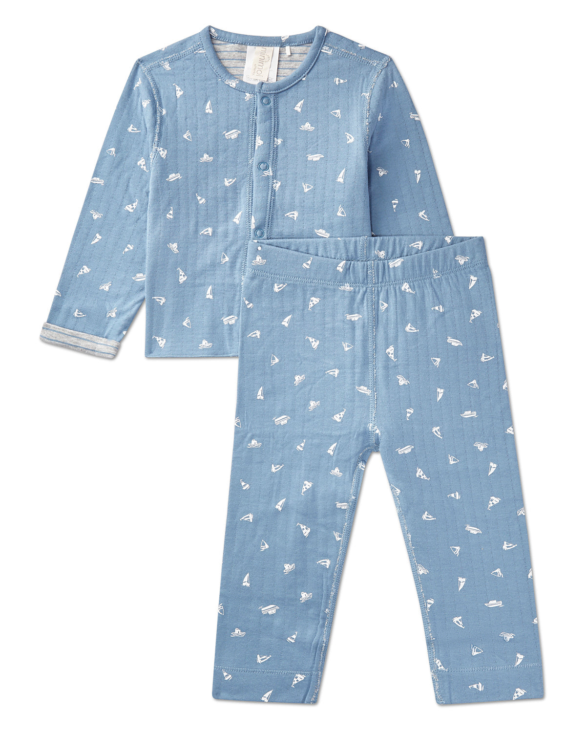 2 Piece Baby and Toddler Boys Reversible "Sail Away" 100% Cotton Pointelle Lounge and Pajama Set