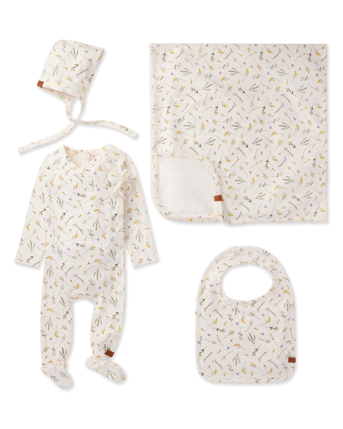 4 Piece Baby Girls Pointelle "Pretty Petals" Rayon from Bamboo Blend Footie Set