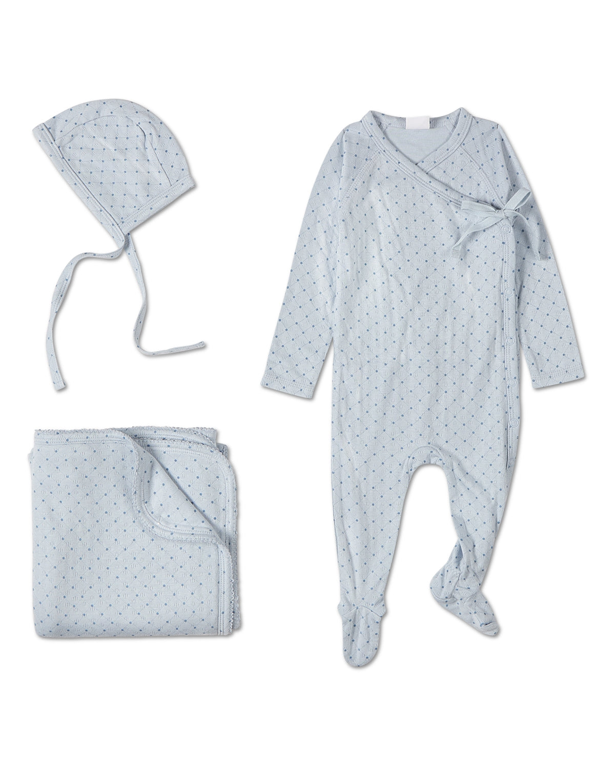 3 Piece Baby Boys Pointelle Rayon from Bamboo Blend "Little Dots" Footie Set