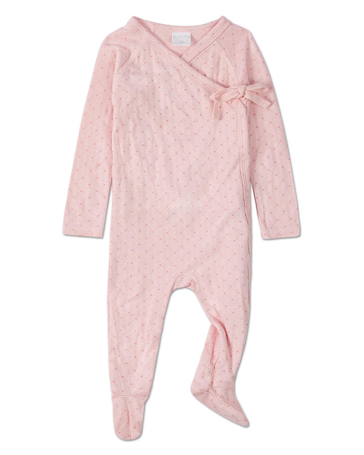 3 Piece Baby Girls "Little Hearts" Pointelle Rayon from Bamboo Blend Footie Set