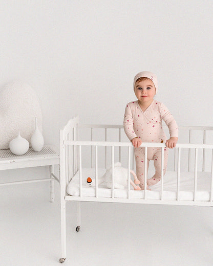 2 Piece Set Baby Ribbed Rayon-Blend Star-Pattern Footie and Beanie