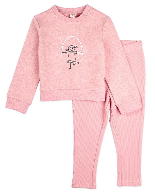 2 Piece Baby and Toddler Girls "Catch Me If You Can, I'm Jumping Rope" Cotton Rich Legging Set