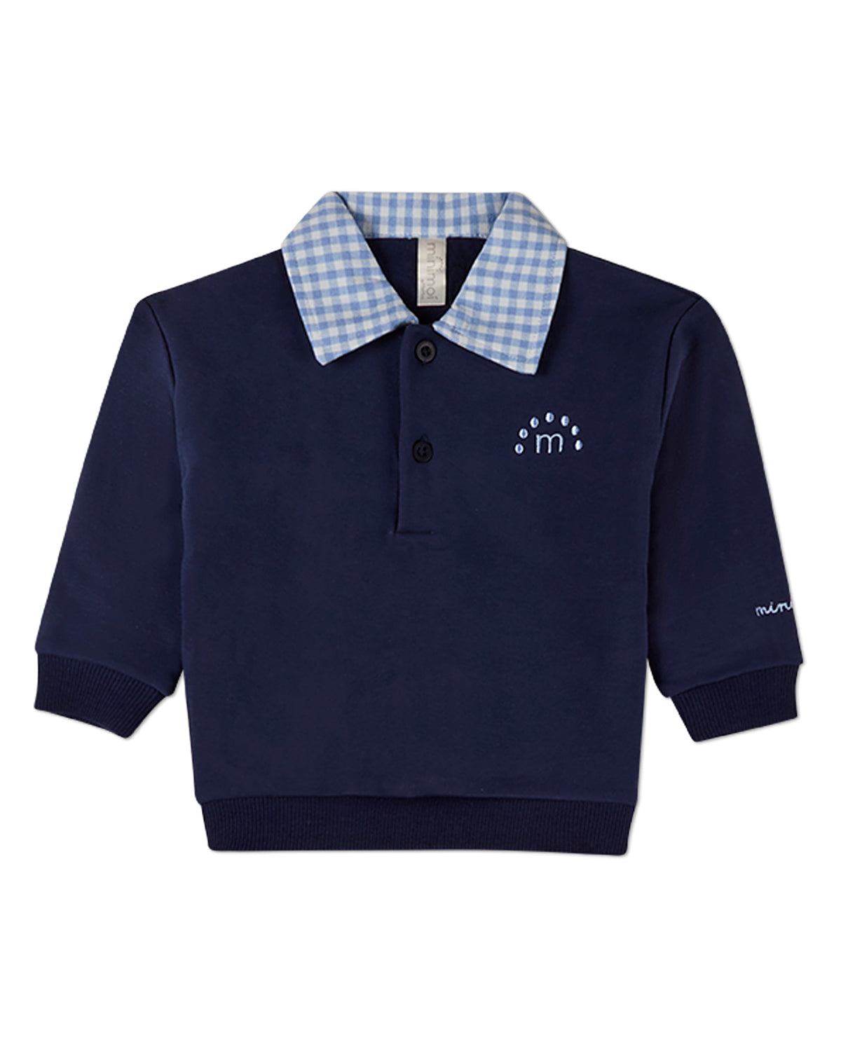 2 Piece Boys Fleece Gingham-Collared Sweatshirt and Sweatpants Set