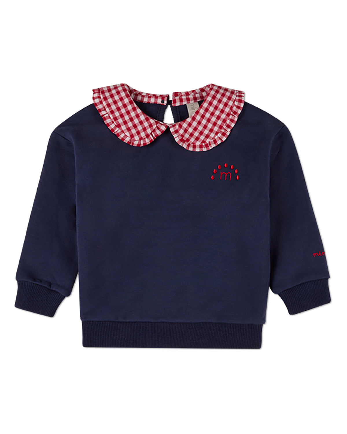 2 Piece Girls Ruffled-Gingham-Collared Sweatshirt and Sweatpants Set