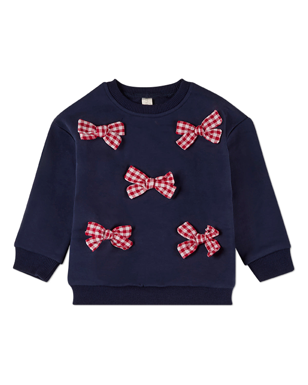 2 Piece Girls "The Gingham Bow" Cotton-Rich Sweatshirt and Pants Set