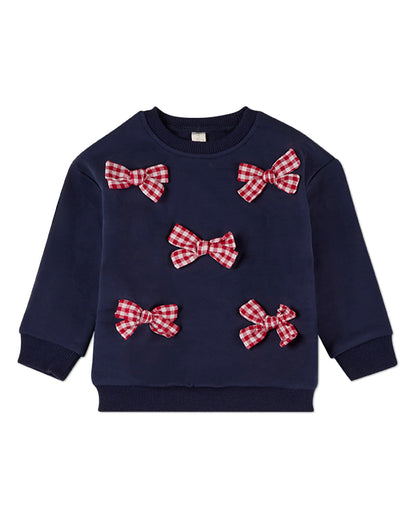 2 Piece Girls "The Gingham Bow" Cotton-Rich Sweatshirt and Pants Set