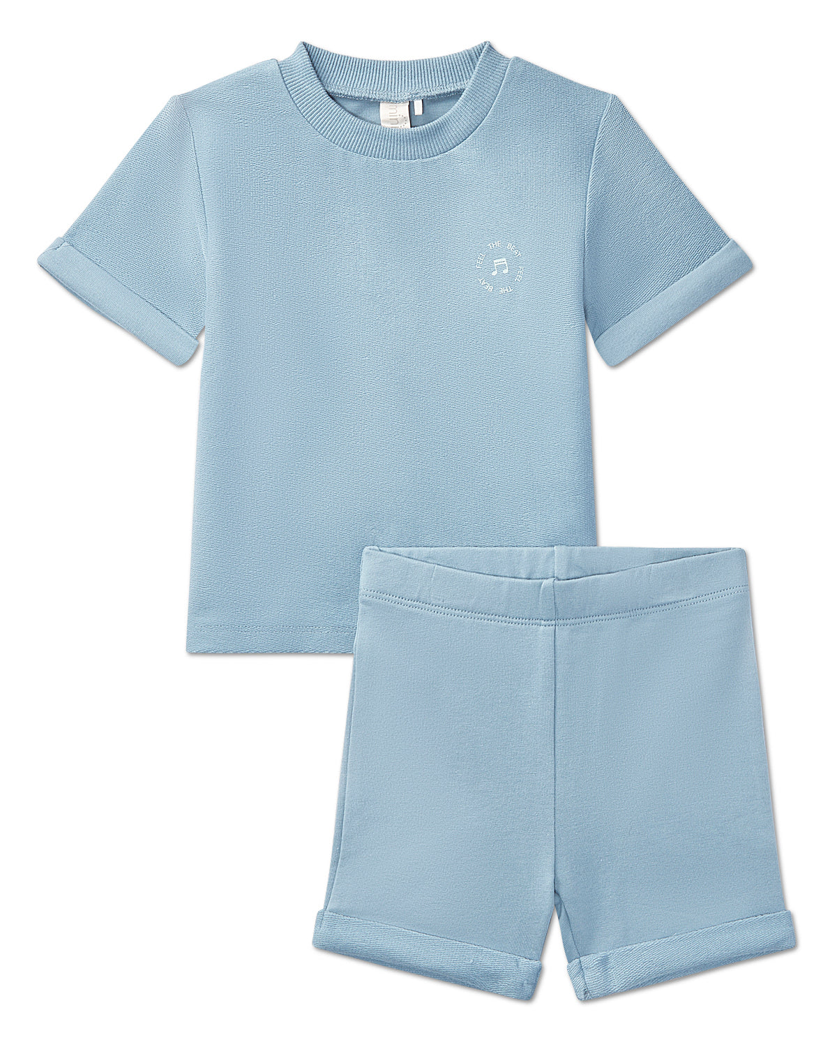 2 Piece Baby and Toddler "Feel The Beat" Stretch Cotton Tee and Shorts Set