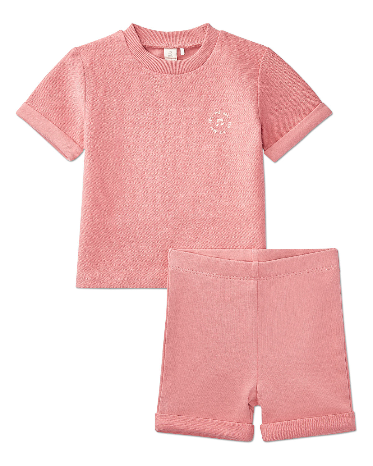 2 Piece Baby and Toddler "Feel The Beat" Stretch Cotton Tee and Shorts Set