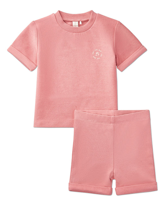 2 Piece Baby and Toddler "Feel The Beat" Stretch Cotton Tee and Shorts Set