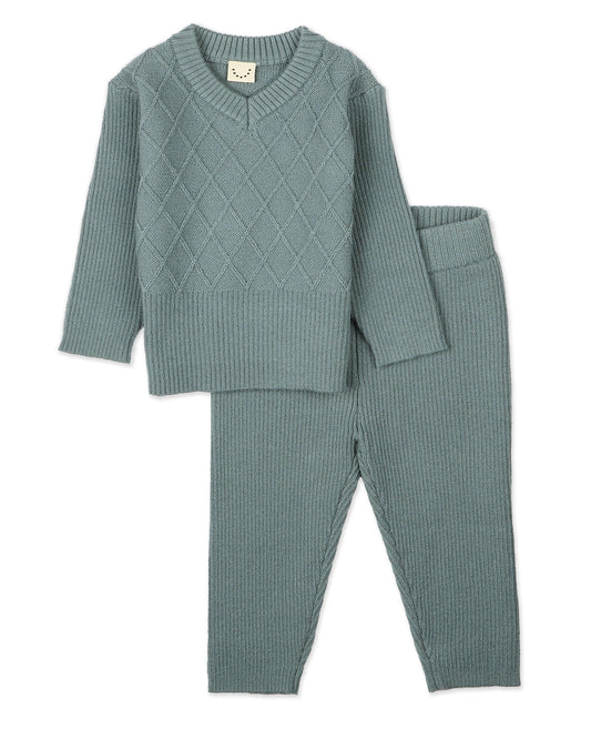 2 Piece Baby and Toddler Boys "Romeo" Mixed Knit Pullover Sweater Set
