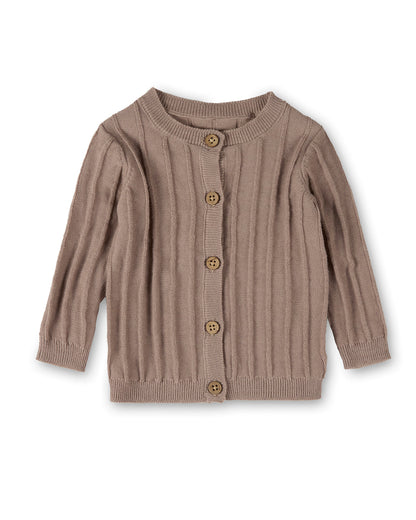 Baby and Toddler 3D Knit 100% Cotton Ribbed Long-Sleeve Cardigan