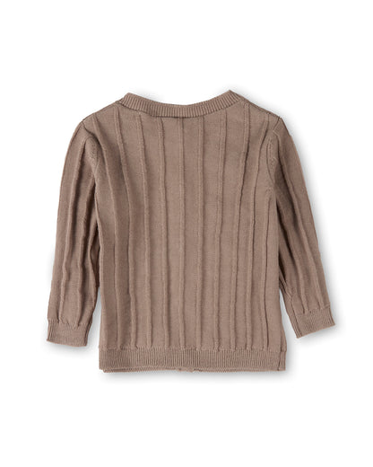 Baby and Toddler 3D Knit 100% Cotton Ribbed Long-Sleeve Cardigan