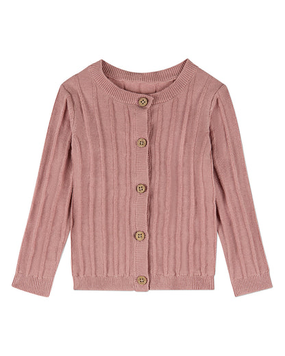 Baby and Toddler 3D Knit 100% Cotton Ribbed Long-Sleeve Cardigan