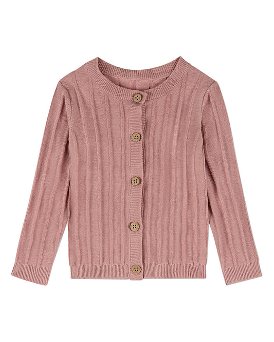 Baby and Toddler 3D Knit 100% Cotton Ribbed Long-Sleeve Cardigan