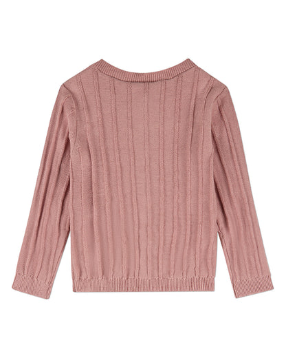 Baby and Toddler 3D Knit 100% Cotton Ribbed Long-Sleeve Cardigan
