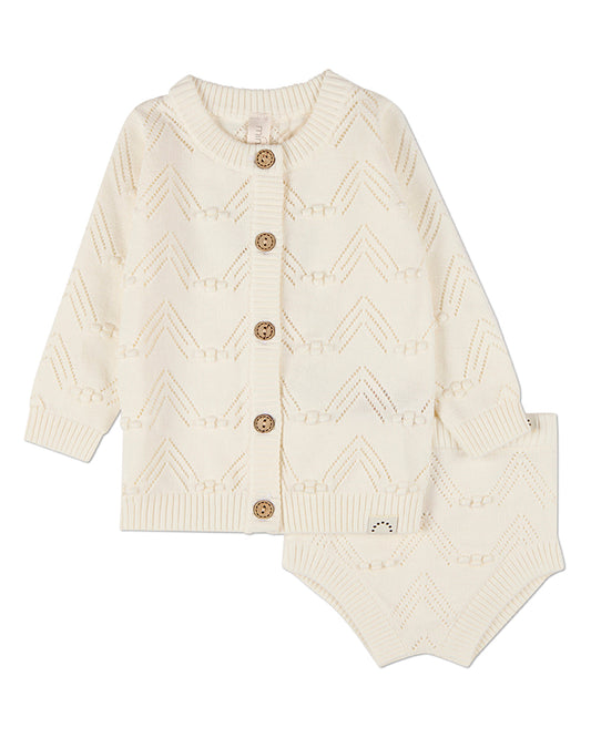 2 Piece Baby and Toddler 100% Cotton Knit Cardigan and Bloomer Set