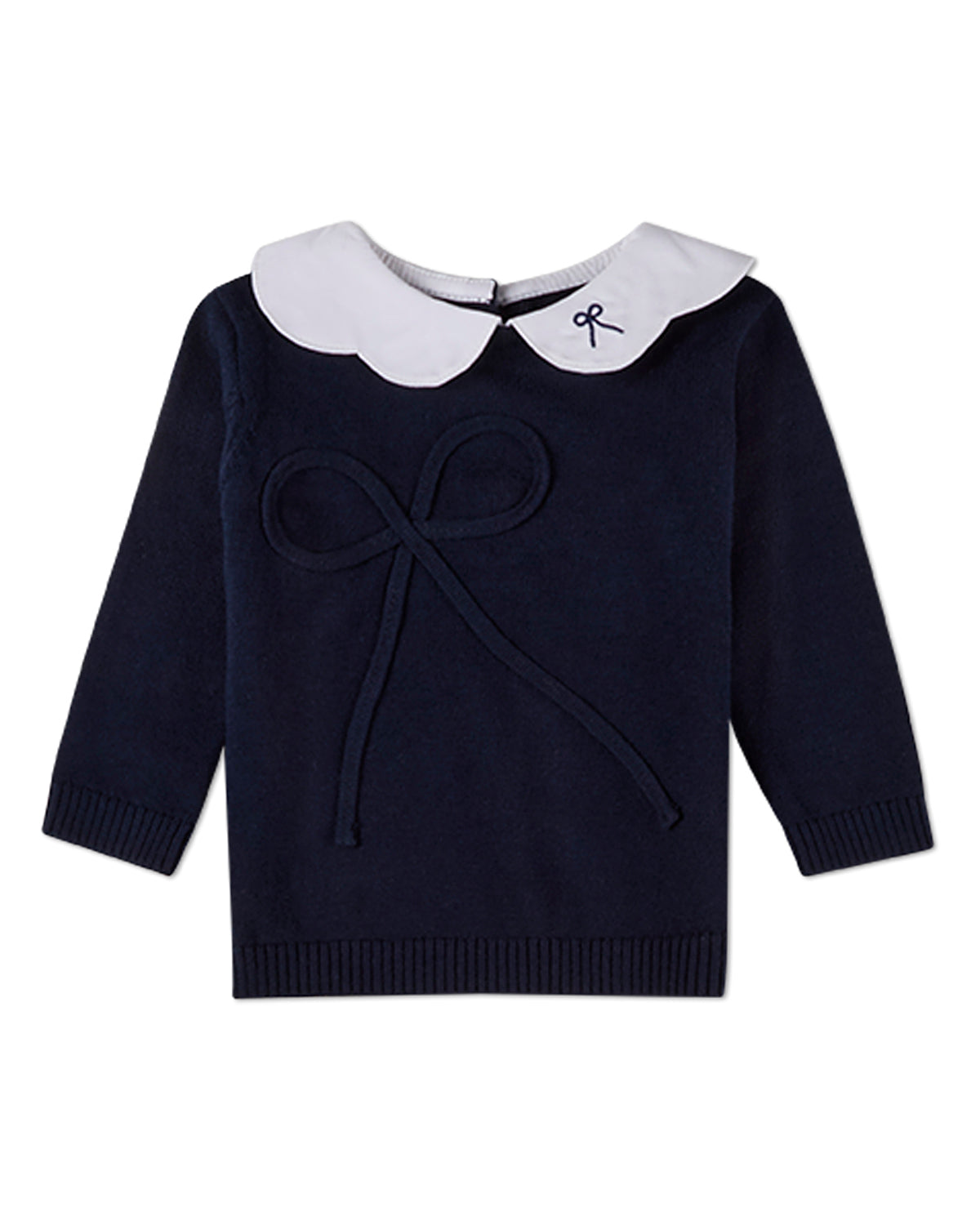 2 Piece Baby and Toddler Girls Pop-Collar Cotton Knit Bow-Trim Set