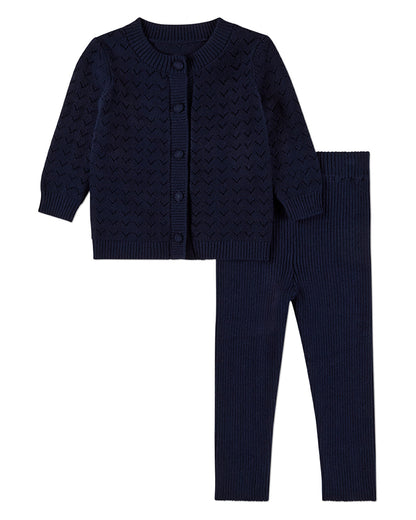 2 Piece Baby and Toddler Boys 100% Cotton Chevron Knit Cardigan Set
