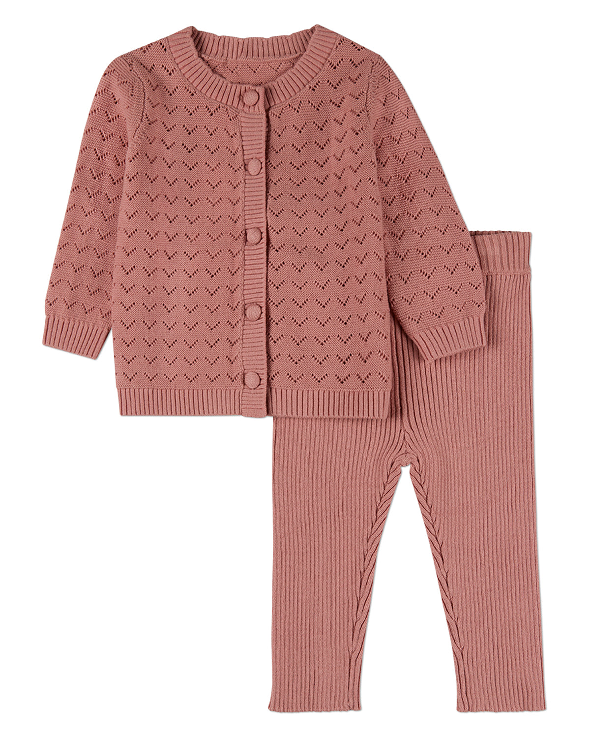 2 Piece Baby and Toddler Girls 100% Cotton Chevron Knit Cardigan Set