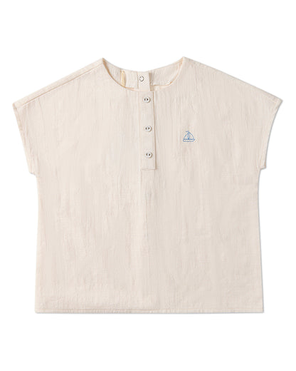 2 Piece Kids "Set The Sail" 100% Cotton Embroidered Shorts Set