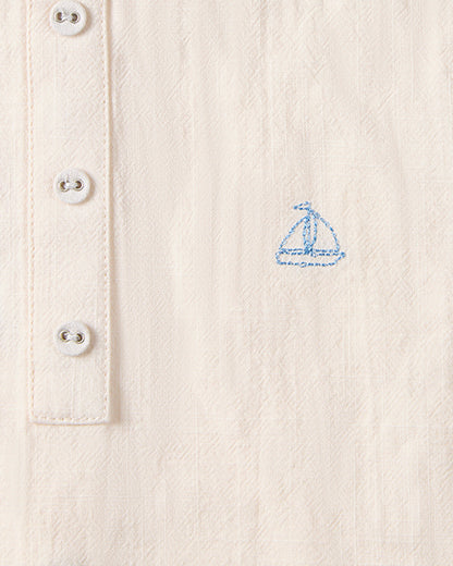 2 Piece Kids "Set The Sail" 100% Cotton Embroidered Shorts Set