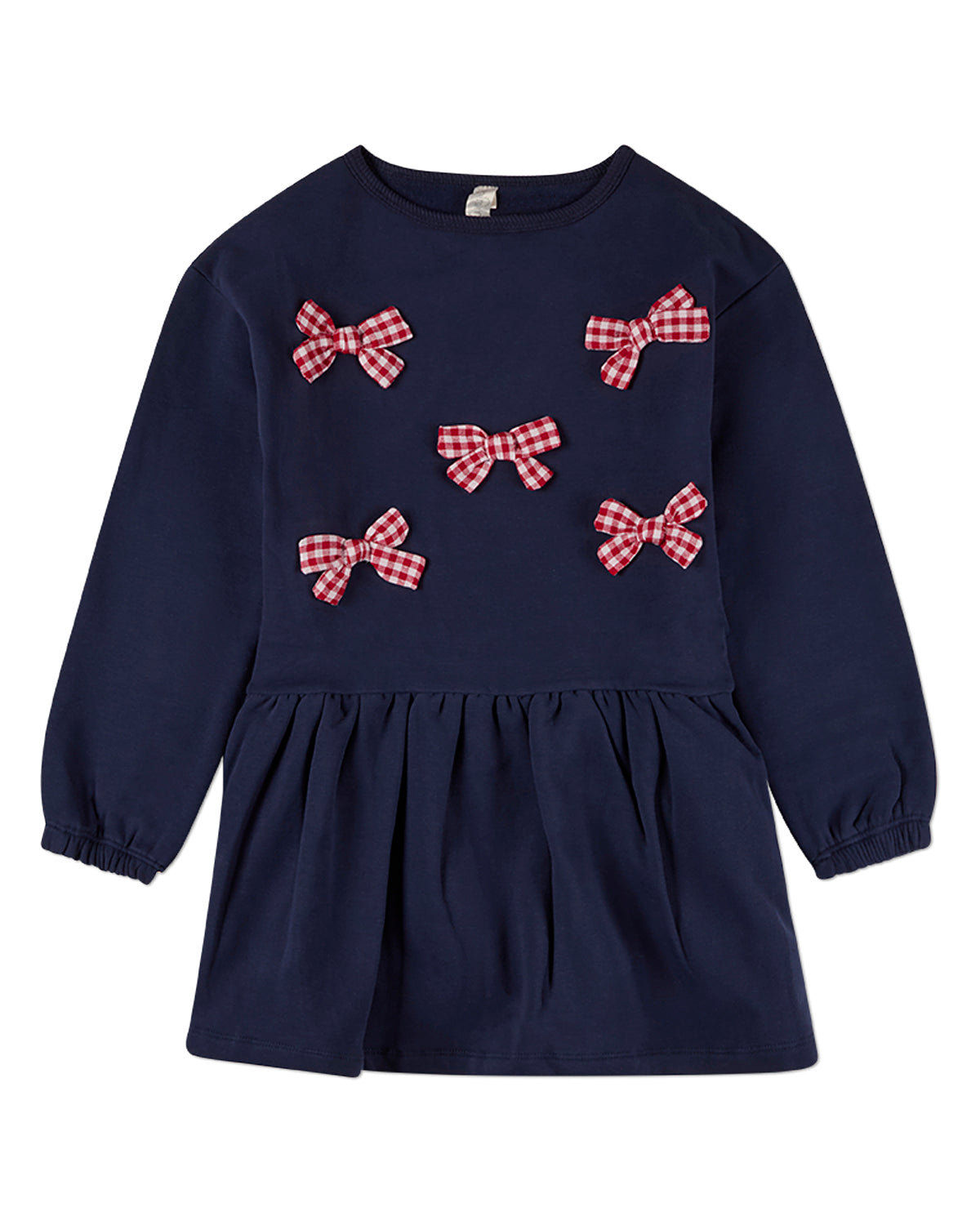 Girls "The Gingham Bow" Cotton-Rich Knee-Length Sweatshirt Dress