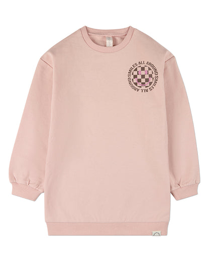 Girls "Smiles All Around" Cotton-Rich Fleece Sweatshirt Dress
