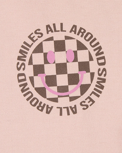 Girls "Smiles All Around" Cotton-Rich Fleece Sweatshirt Dress
