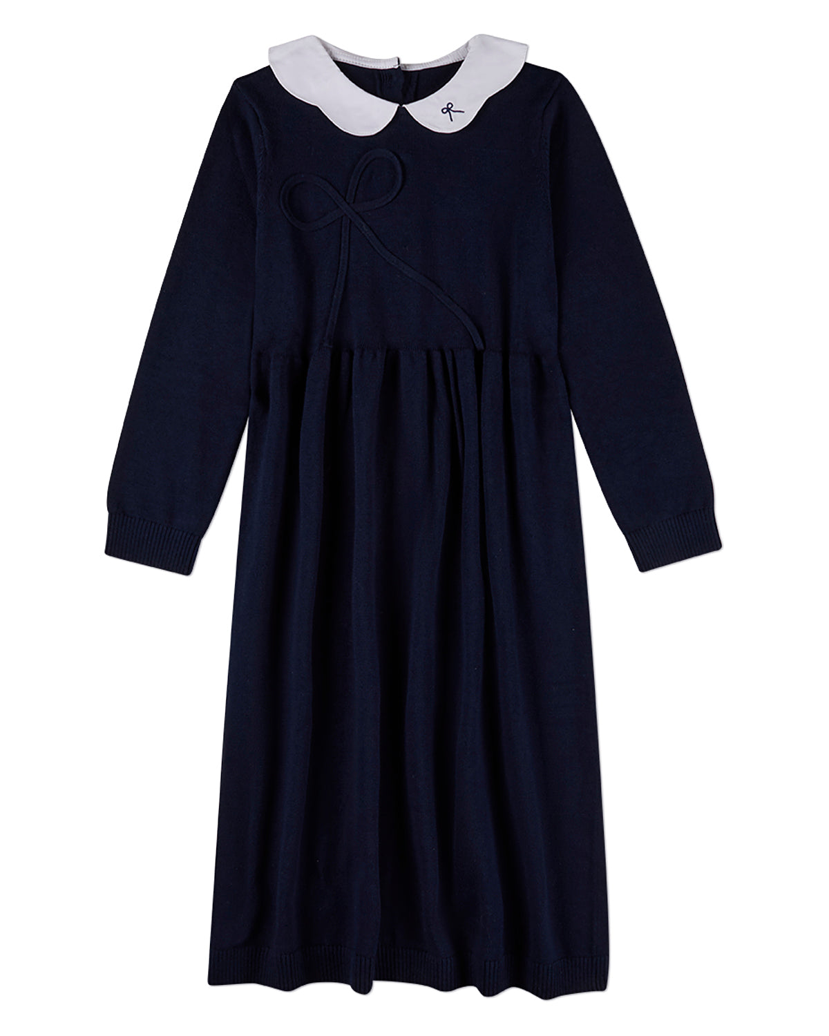 Girls 100% Cotton Maxi Dress with Scalloped Pop Collar and Bow Accents