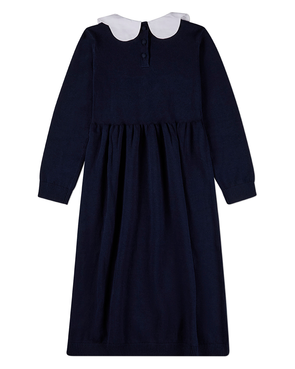 Girls 100% Cotton Maxi Dress with Scalloped Pop Collar and Bow Accents