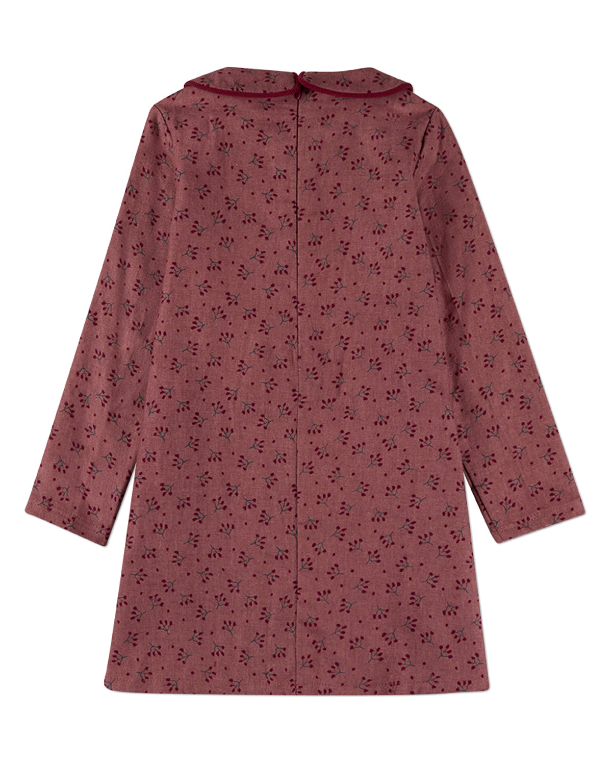 Girls Berry-Print 100% Cotton Pintucked Faux-Button Back-Zip Dress