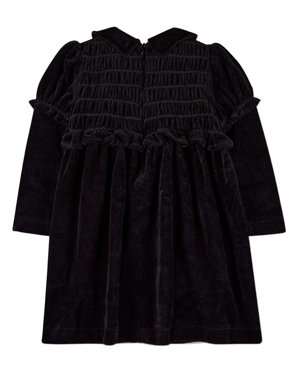 Girls Cotton-Rich Velour Smocked Knee-Length Short Dress
