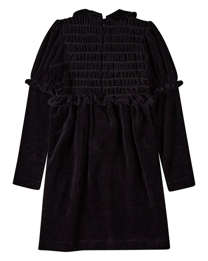 Girls Cotton-Rich Velour Smocked Below-Knee Long Midi Dress