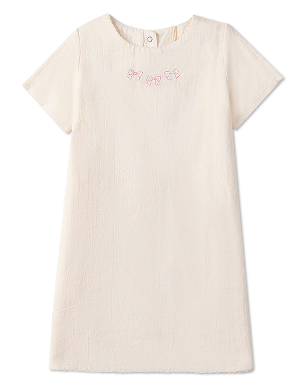 Girls "The Most Perfect Bows" Embroidered Cotton Short-Sleeve Dress