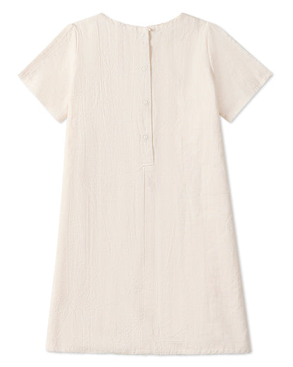 Girls "The Most Perfect Bows" Embroidered Cotton Short-Sleeve Dress