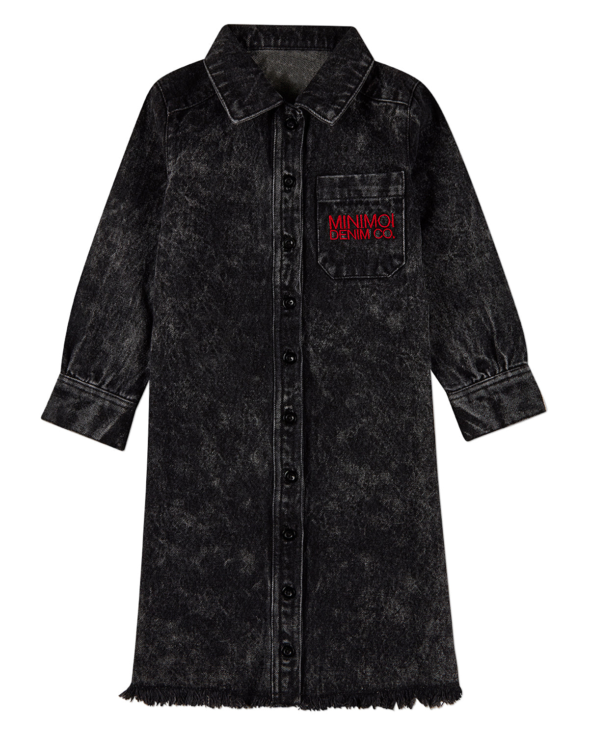 Girls 100% Cotton Denim Shirt-Collared Button-Down Knee-Length Dress