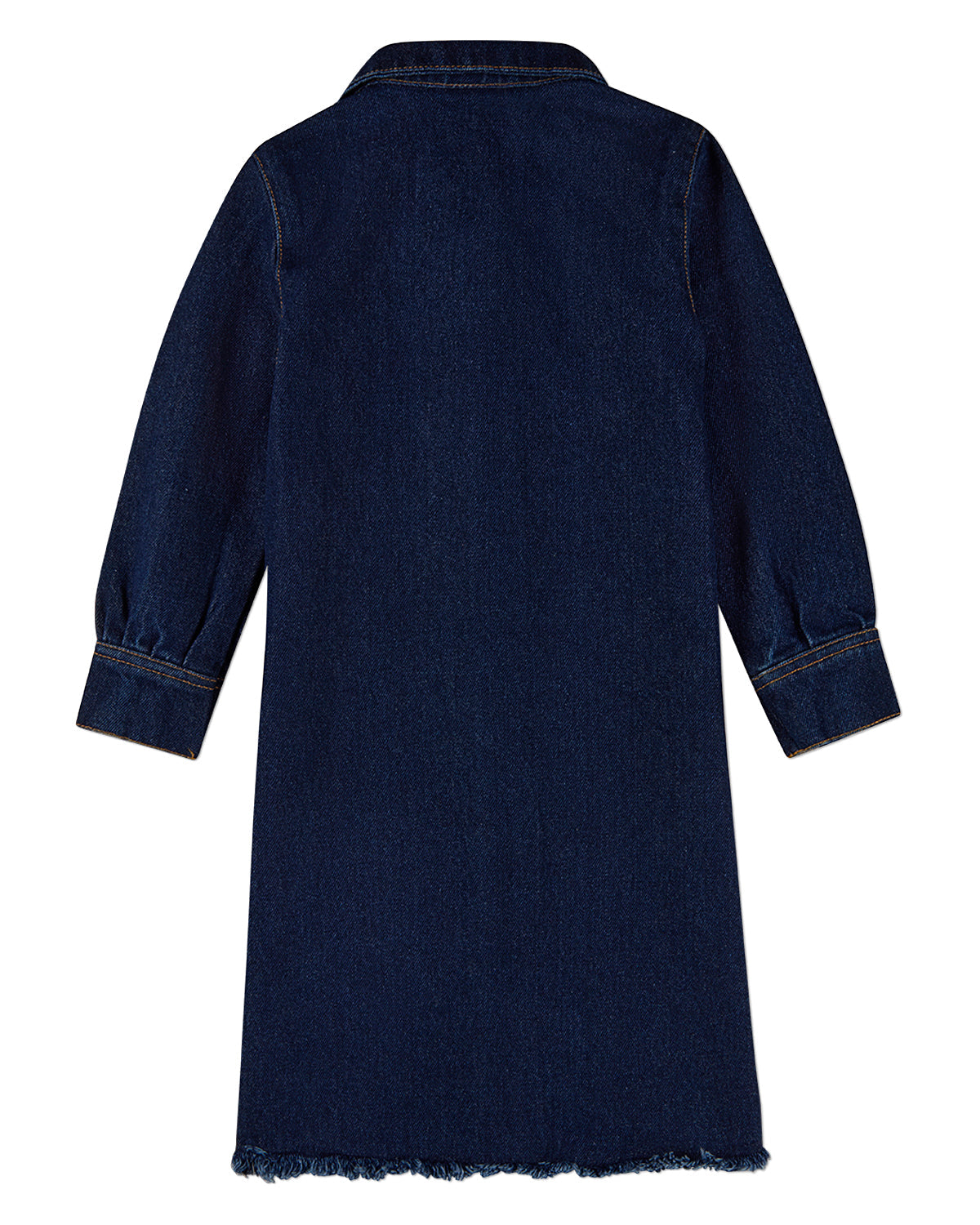 Girls 100% Cotton Denim Shirt-Collared Button-Down Knee-Length Dress