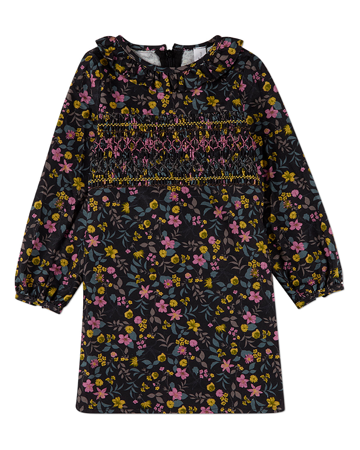 Girls Liberty-Style Print 100% Cotton Long-Sleeve Back-Zip Dress