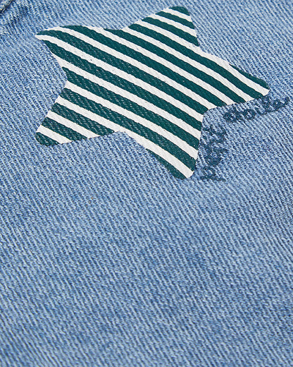 Baby and Toddler Boys "Petit Etoile" Cotton Denim Shorts-Style Romper